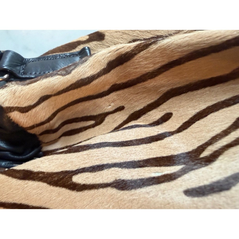 The Elephant Walk Dallas Collectible Zebra Calf Hair Leather Bucket Bag Vintage - Picture 7 of 16